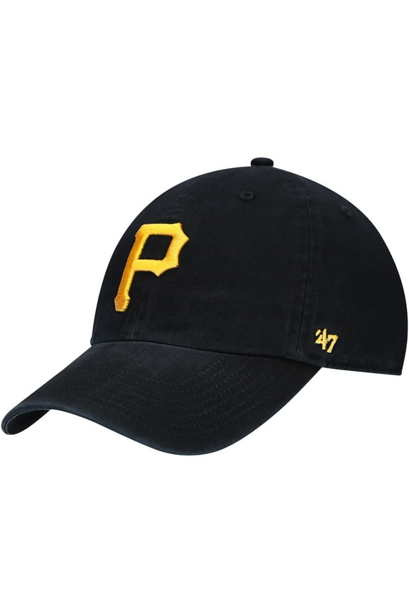 Youth '47 Black Pittsburgh Pirates Team Logo Clean Up Adjustable Hat