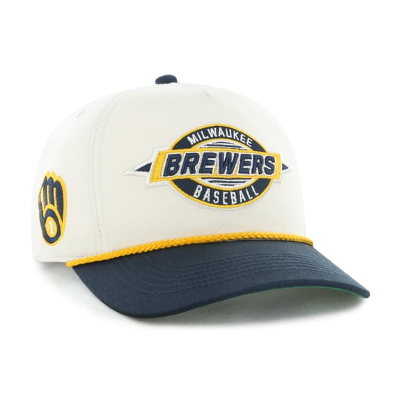 Youth '47 Natural/Navy Milwaukee Brewers Frame Out Hitch Adjustable Hat