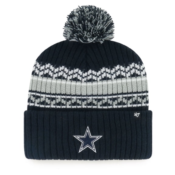 Youth '47 Navy Dallas Cowboys Polar Vortex Cuffed Knit Hat with Pom