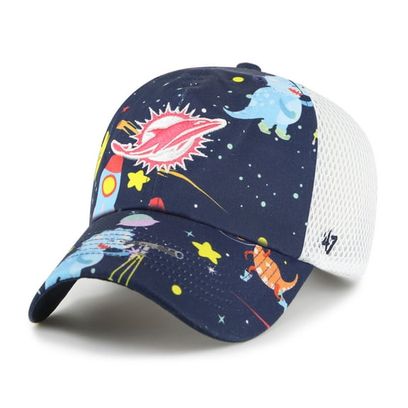 Youth-'47 Navy Miami Dolphins Space Dino Adjustable Trucker Hat