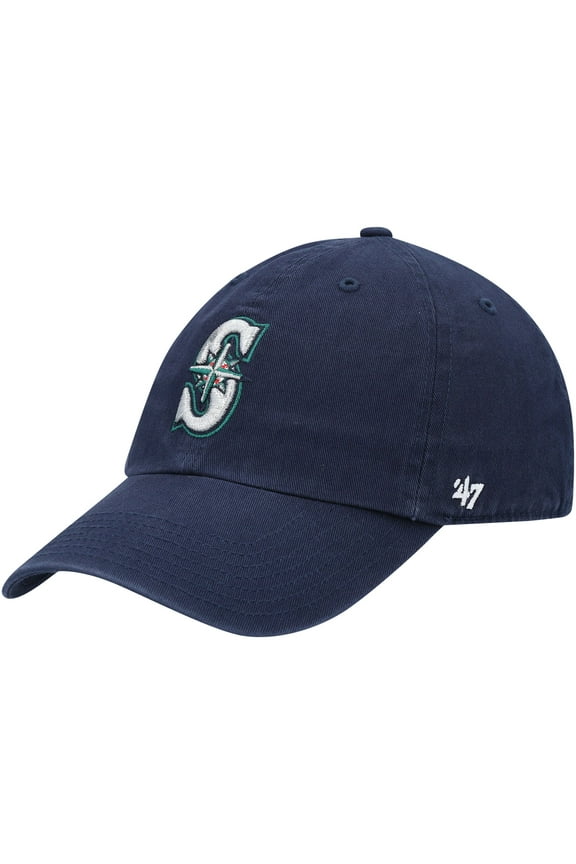 Youth '47 Navy Seattle Mariners Team Logo Clean Up Adjustable Hat