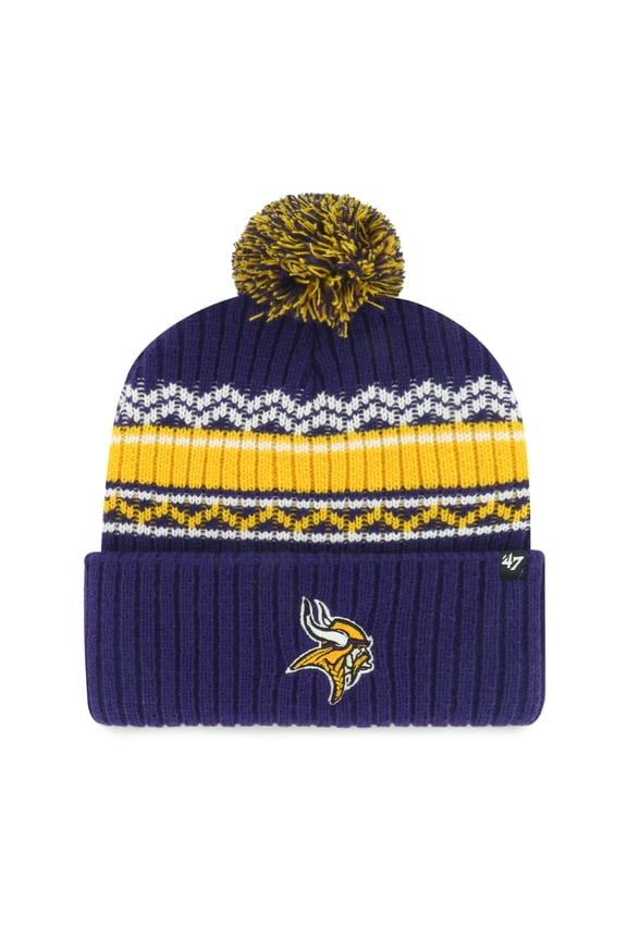 Youth '47 Purple Minnesota Vikings Polar Vortex Cuffed Knit Hat with Pom