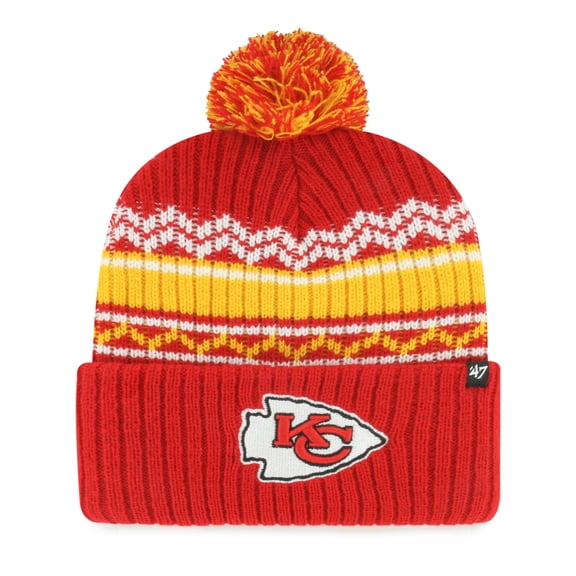 Youth '47 Red Kansas City Chiefs Polar Vortex Cuffed Knit Hat with Pom