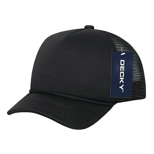 Decky 7010 Youth 5 Panel Mid Profile Structured Foam Trucker Hat-Black