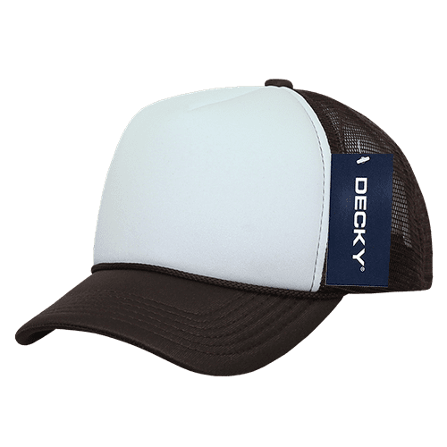 Decky 7010 Youth 5 Panel Mid Profile Structured Foam Trucker Hat-Brown/White/Brown