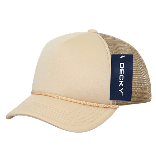 Decky 7010 Youth 5 Panel Mid Profile Structured Foam Trucker Hat-Khaki