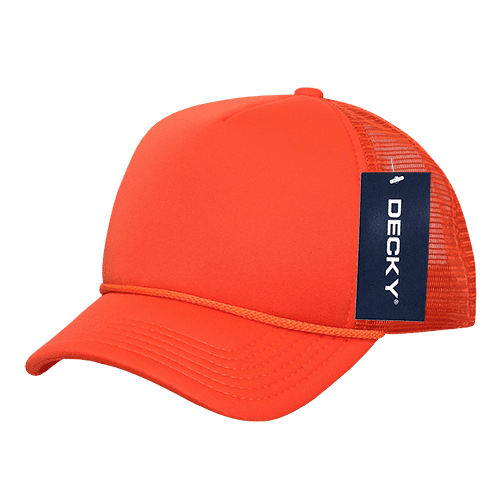 Decky 7010 Youth 5 Panel Mid Profile Structured Foam Trucker Hat-Orange