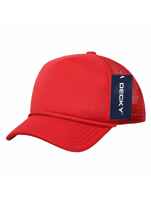 7010 Youth 5 Panel Mid Profile Structured Foam Trucker Hat-Red