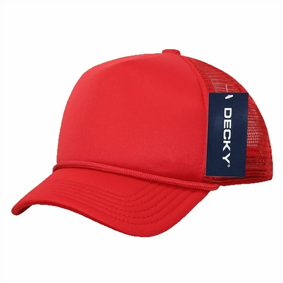 Decky 7010 Youth 5 Panel Mid Profile Structured Foam Trucker Hat-Red