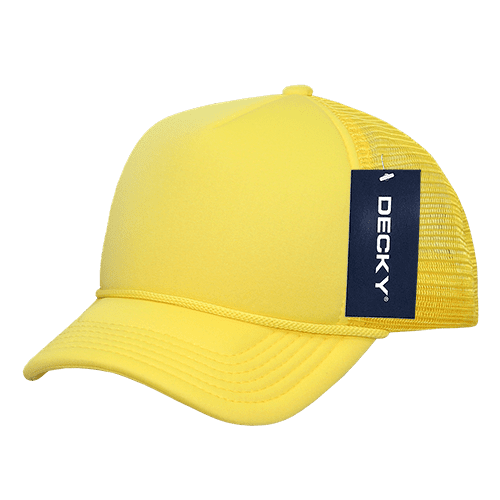 Decky 7010 Youth 5 Panel Mid Profile Structured Foam Trucker Hat-Yellow