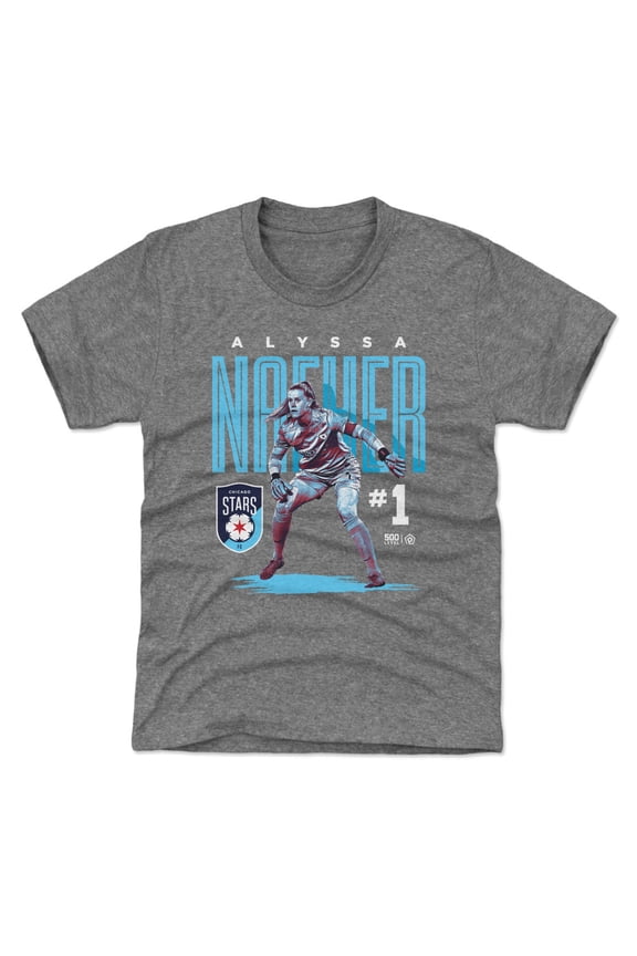 Youth 500 Level Alyssa Naeher Gray Chicago Stars FC Player Bitmap Graphic T-Shirt