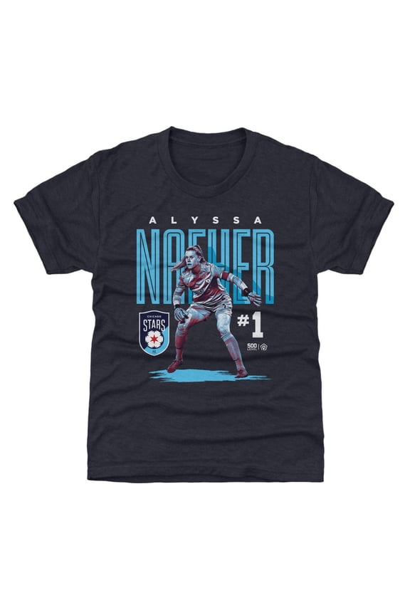 Youth 500 Level Alyssa Naeher Navy Chicago Stars FC Player Bitmap Graphic T-Shirt