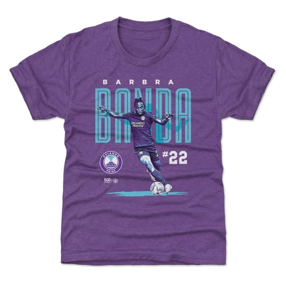Youth 500 Level Barbra Banda Heather Purple Orlando Pride Player Bitmap Graphic T-Shirt