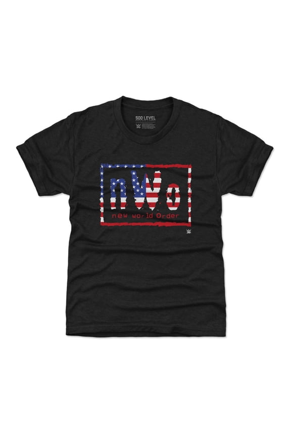 Youth 500 Level Black nWo American Flag T-Shirt