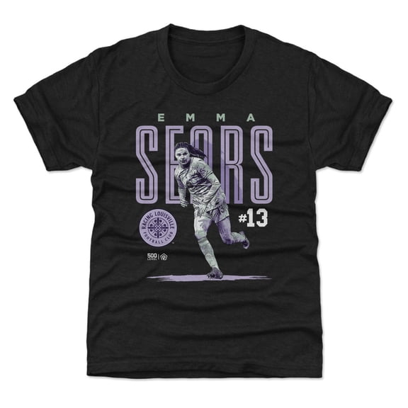 Youth 500 Level Emma Sears Black Racing Louisville FC Player Bitmap Graphic T-Shirt
