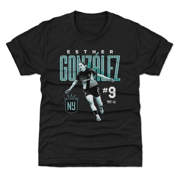 Youth 500 Level Esther Gonz-lez Black NJ/NY Gotham FC Player Bitmap Graphic T-Shirt