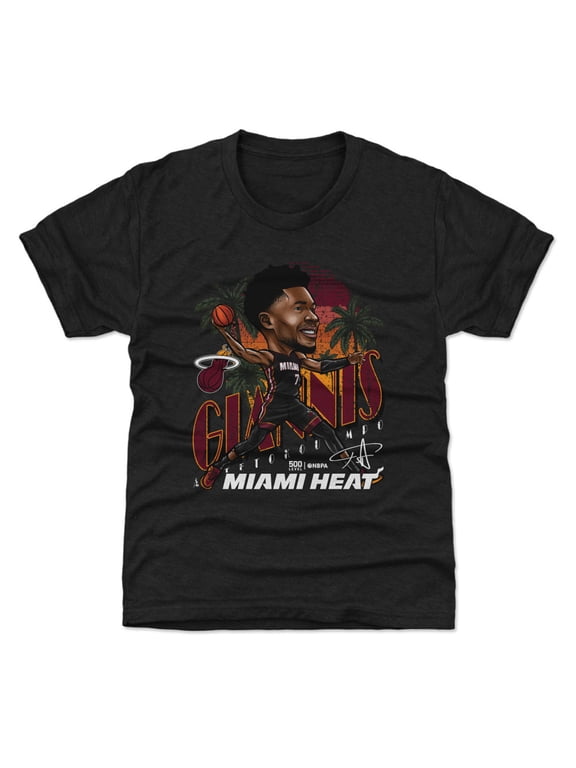 Youth 500 Level Giannis Antetokounmpo Black Miami Heat Cartoon T-Shirt