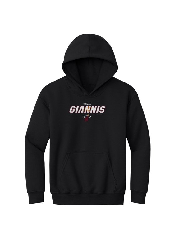 Youth 500 Level Giannis Antetokounmpo Black Miami Heat Team Font Hoodie