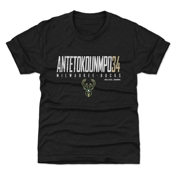 Youth 500 Level Giannis Antetokounmpo Black Milwaukee Bucks Elite T-Shirt