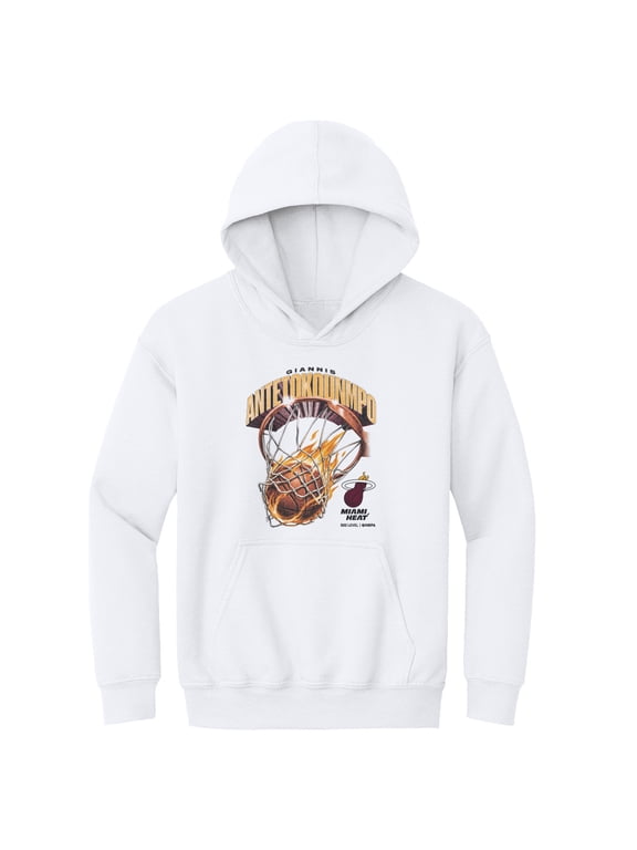 Youth 500 Level Giannis Antetokounmpo White Miami Heat On Fire Hoodie