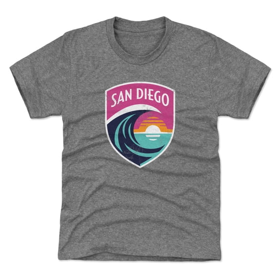 Youth 500 Level Gray San Diego Wave FC Vintage Primary Logo Graphic T-Shirt
