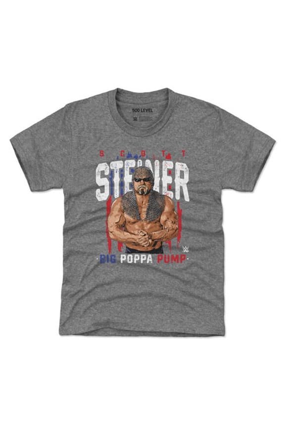 Youth 500 Level Gray Scott Steiner Big Poppa Pump T-Shirt