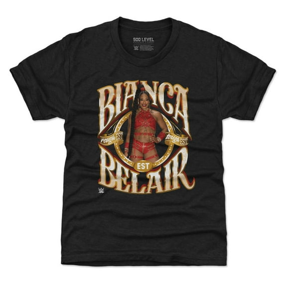 Youth 500 Level Heather Black Bianca Belair Superstar Name T-Shirt