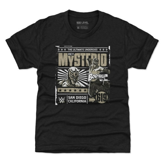 Youth 500 Level Heather Black Rey Mysterio Comic T-Shirt