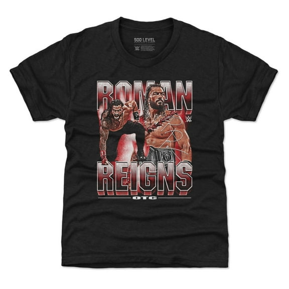 Youth-500 Level  Heather Black Roman Reigns Vintage T-Shirt