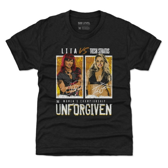 Youth-500 Level Heather Black Trish Stratus Trish Stratus Vs. Lita Match T-Shirt