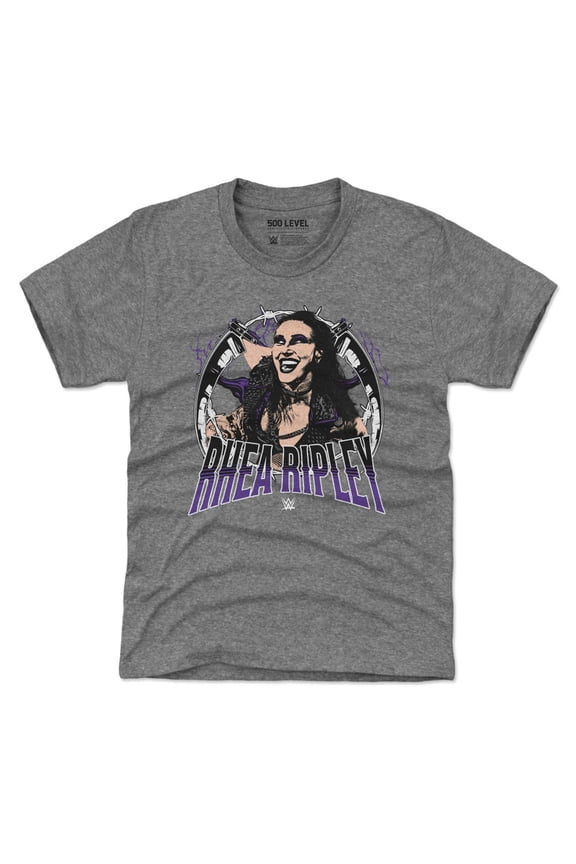 Youth 500 Level Heather Gray Rhea Ripley Posterize T-Shirt