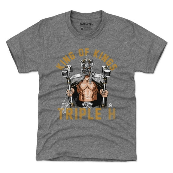 Youth 500 Level  Heather Gray Triple H King Of Kings T-Shirt