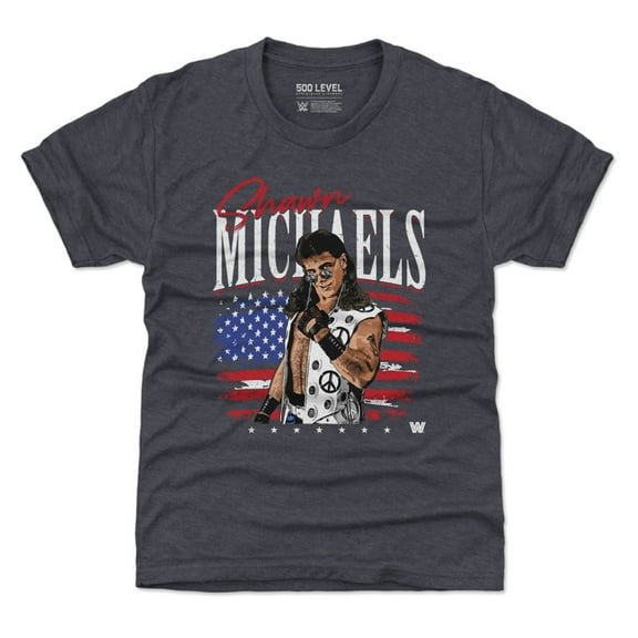 Youth 500 Level Heather Navy Shawn Michaels American Flag Tri-Blend T-Shirt