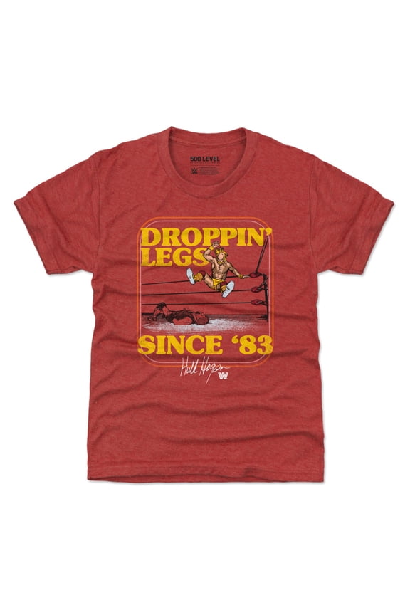 Youth 500 Level Heather Red Hulk Hogan Droppin' Legs Since '83 T-Shirt