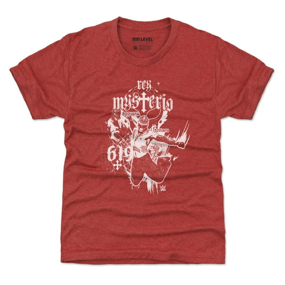 Youth 500 Level Heather Red Rey Mysterio Mono T-Shirt