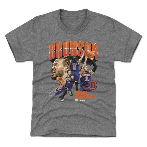Youth 500 Level Jalen Brunson Gray New York Knicks Collage T-Shirt