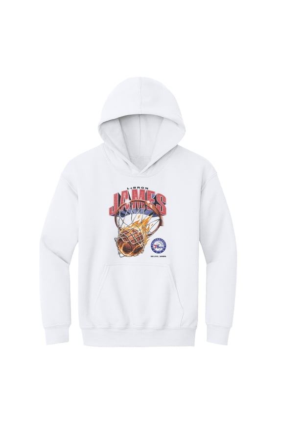 Youth 500 Level LeBron James White Philadelphia 76ers On Fire Hoodie