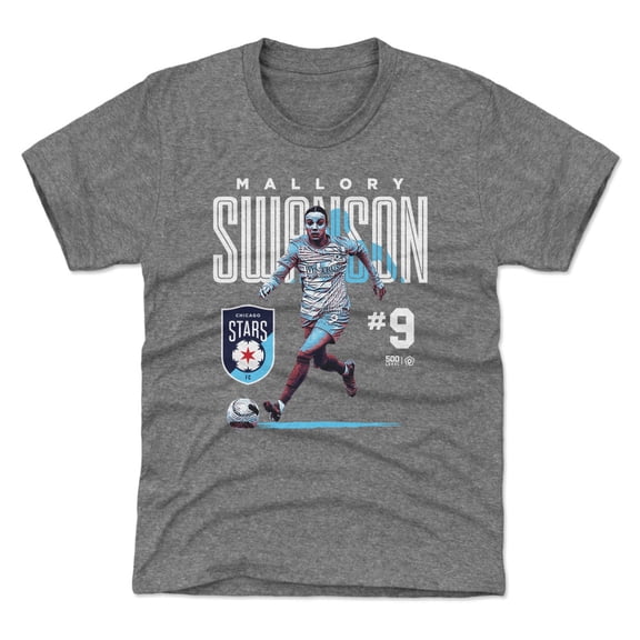 Youth 500 Level Mallory Swanson Gray Chicago Stars FC Player Bitmap Graphic T-Shirt