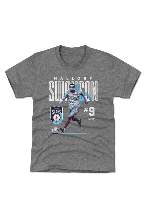 Youth 500 Level Mallory Swanson Gray Chicago Stars FC Player Bitmap Graphic T-Shirt