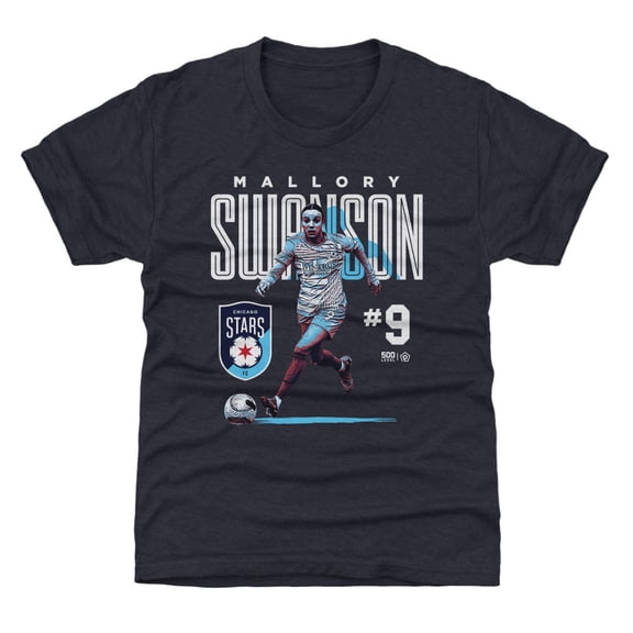 Youth 500 Level Mallory Swanson Navy Chicago Stars FC Player Bitmap Graphic T-Shirt