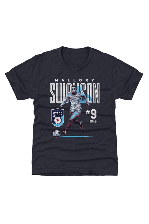 Youth 500 Level Mallory Swanson Navy Chicago Stars FC Player Bitmap Graphic T-Shirt