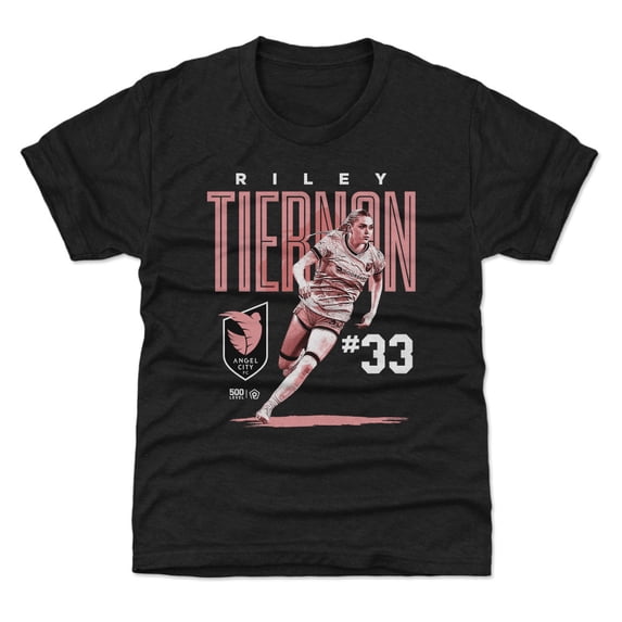 Youth 500 Level Riley Tiernan Black Angel City FC Player Bitmap Graphic T-Shirt