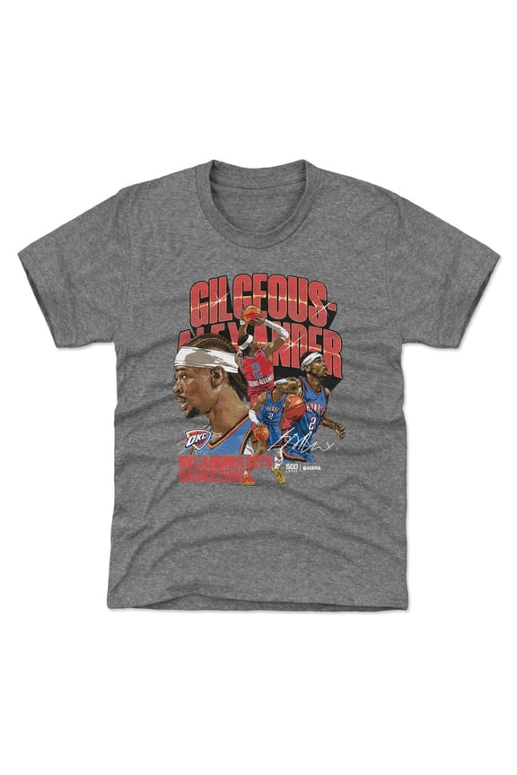 Youth 500 Level Shai Gilgeous-Alexander Gray Oklahoma City Thunder Collage T-Shirt