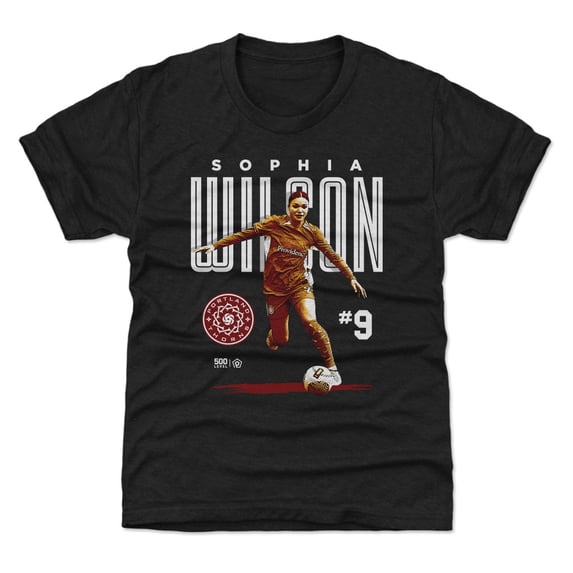 Youth 500 Level Sophia Wilson Black Portland Thorns FC Player Bitmap Graphic T-Shirt
