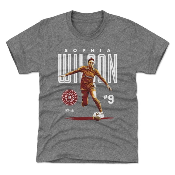 Youth 500 Level Sophia Wilson Gray Portland Thorns FC Player Bitmap Graphic T-Shirt