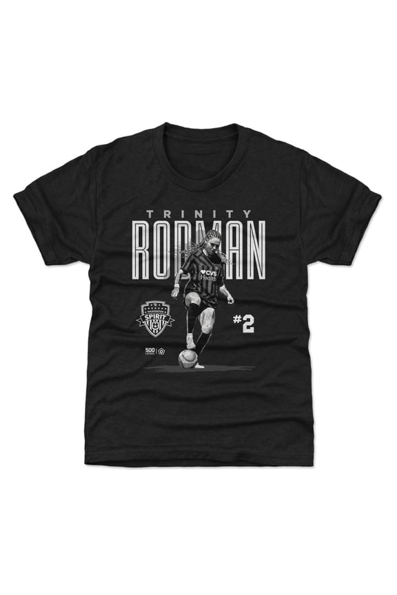 Youth 500 Level Trinity Rodman Black Washington Spirit Player Bitmap Graphic T-Shirt