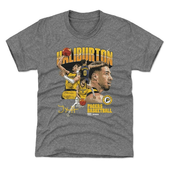 Youth 500 Level Tyrese Haliburton Gray Indiana Pacers Collage T-Shirt