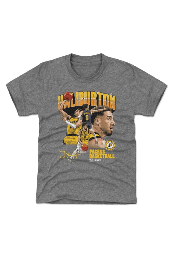 Youth 500 Level Tyrese Haliburton Gray Indiana Pacers Collage T-Shirt