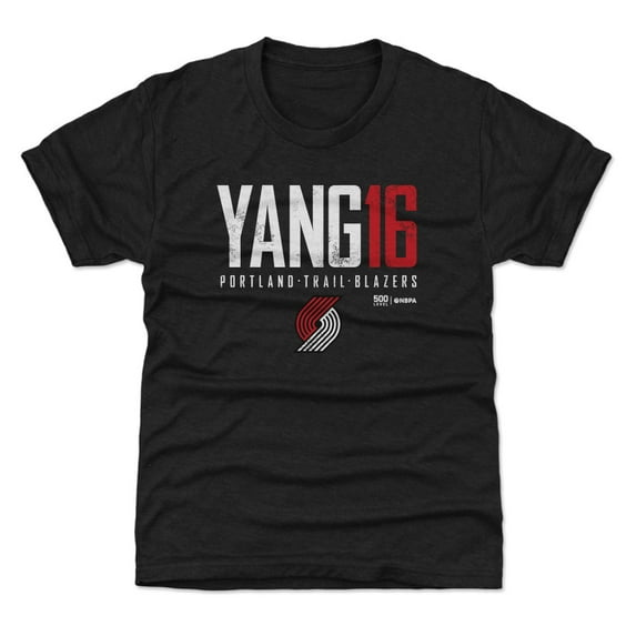 Youth 500 Level Yang Hansen Black Portland Trail Blazers Elite Name & Number T-Shirt