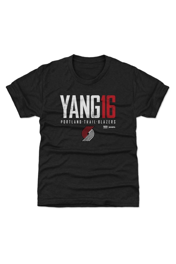 Youth 500 Level Yang Hansen Black Portland Trail Blazers Elite Name & Number T-Shirt